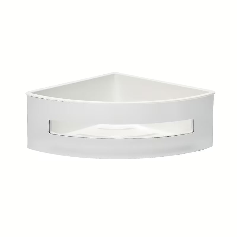 Narożna prysznicowa półka SAT Chrome w wykończeniu chromowanym z białą plastikową wkładką ze stali nierdzewnej