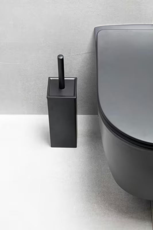 Wolnostojący czarna SZCZOTKA do Wc SAT o minimalistycznym wzornictwie i z silikonową szczotką