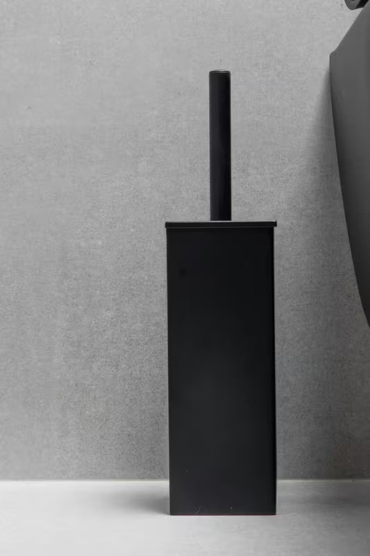 Wolnostojący czarna SZCZOTKA do Wc SAT o minimalistycznym wzornictwie i z silikonową szczotką