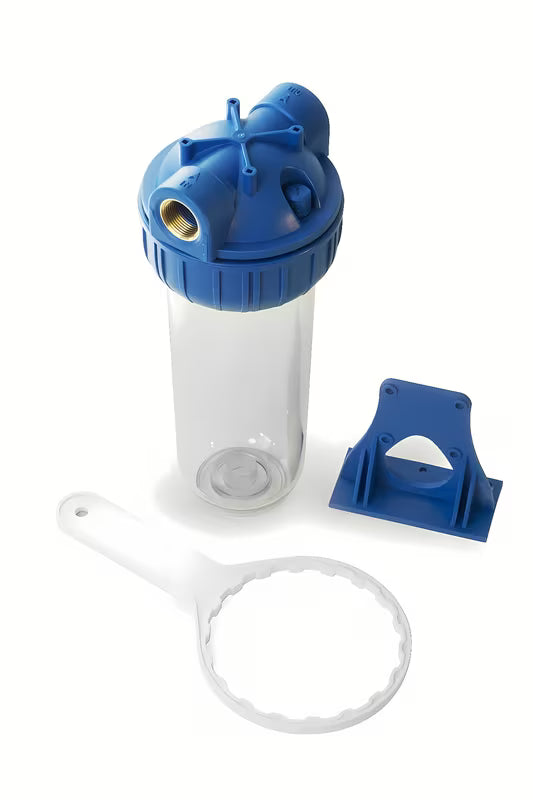 Domowy filtr SAT 10" do zimnej wody z przezroczystym korpusem i mosiężnymi przyłączami 3/4"