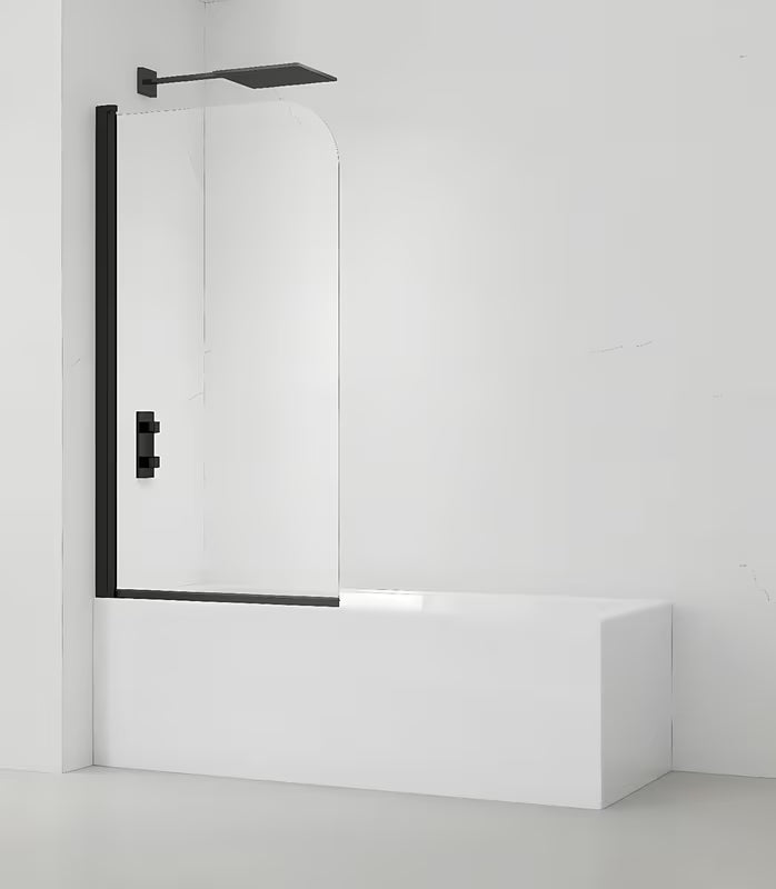 Parawan nawannowy SAT 150x80 cm z przezroczystym szkłem i czarnym matowym profilem
