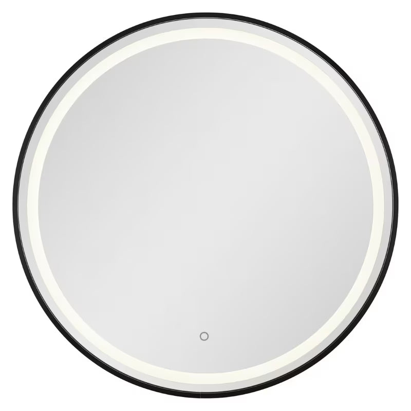 Okrągłe lustro łazienkowe lustro SAT z OŚWIETLENIEM led i czujnikiem, średnica 70 cm, czarne wykończenie.
