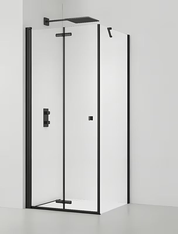 Kabina prysznicowa prostokątna SAT Sk 100x90 cm z czarnymi profilami i szkłem transparentnym