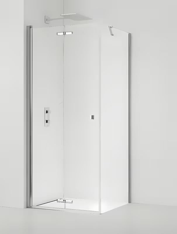 Kabina prysznicowa prostokątna SAT Sk 90x80 cm w połyskującym chromie i ze szkłem transparentnym