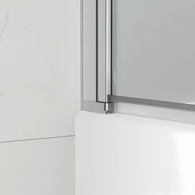 Dwuczęściowa łamany parawan nawannowy SAT Sk 150x105 cm z przezroczystym szkłem i chromowanymi profilami