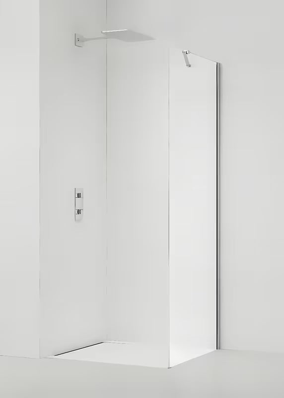 Stała ścianka boczna do drzwi prysznicowych 90 cm z przezroczystym szkłem i profilami w chromie połysk.