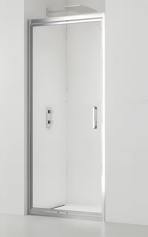 Przesuwne drzwi prysznicowe SAT Tex-C 80 cm w błyszczącym chromie, z przezroczystym szkłem bezpiecznym