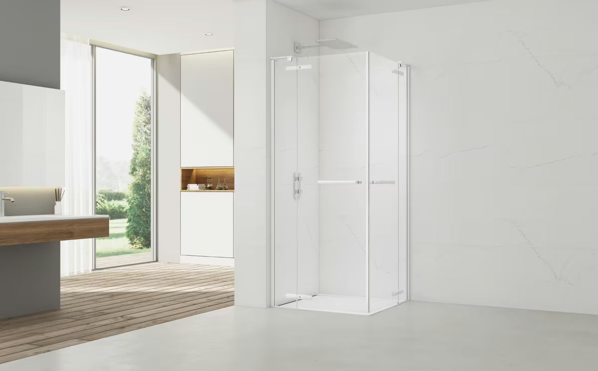 Prostokątny bezramowy kabina prysznicowa SAT TGD New 120x100 cm w kolorze biały mat z przezroczystym szkłem