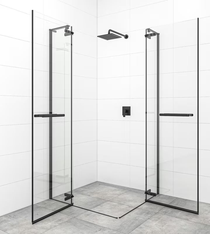 Drzwi prysznicowe uchylne SAT Tgd New 120 cm, czarny mat, szkło transparentne, powłoka Easyclean