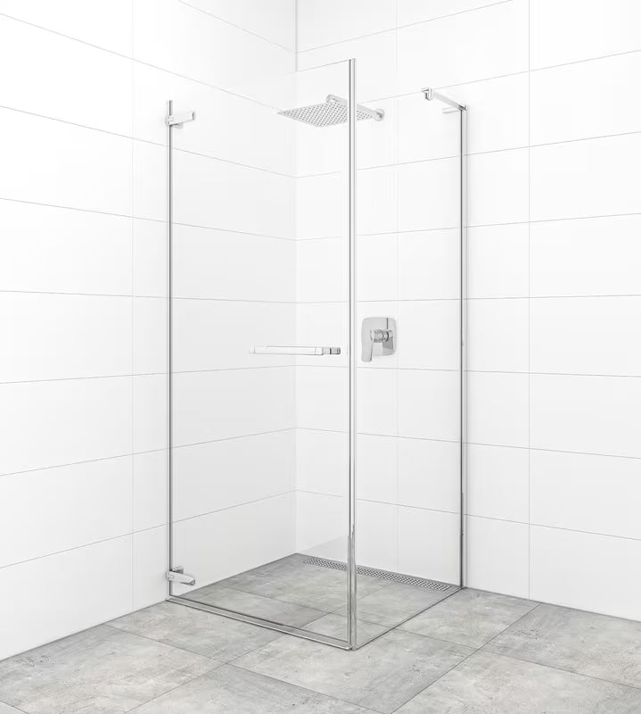 Drzwi prysznicowe uchylne drzwi prysznicowe SAT Tgd New 100 cm w chromie, z przezroczystym szkłem bezpiecznym i powłoką Easyclean.