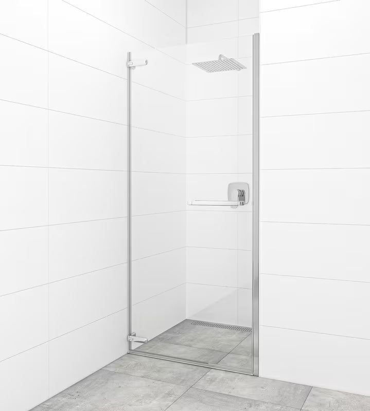 Uchylne drzwi prysznicowe SAT TGD New 80 cm w chromie połysk, ze szkłem transparentnym i powłoką Easyclean.