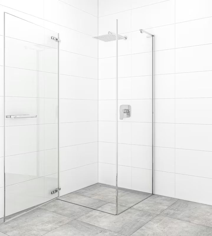 Uchylne drzwi prysznicowe SAT TGD New 80 cm w chromie połysk, ze szkłem transparentnym i powłoką Easyclean.
