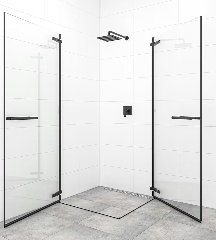 Drzwi prysznicowe uchylne drzwi prysznicowe SAT Tgd New 80 cm w kolorze czarny mat, z przezroczystym szkłem i powłoką Easyclean.