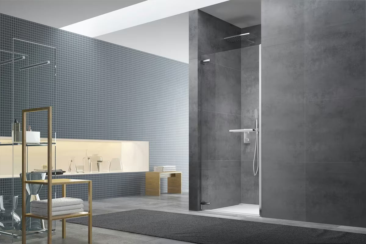 Drzwi prysznicowe uchylne drzwi prysznicowe SAT Tgd New 90 cm w chromie, z przezroczystym szkłem bezpiecznym i powłoką Easyclean.