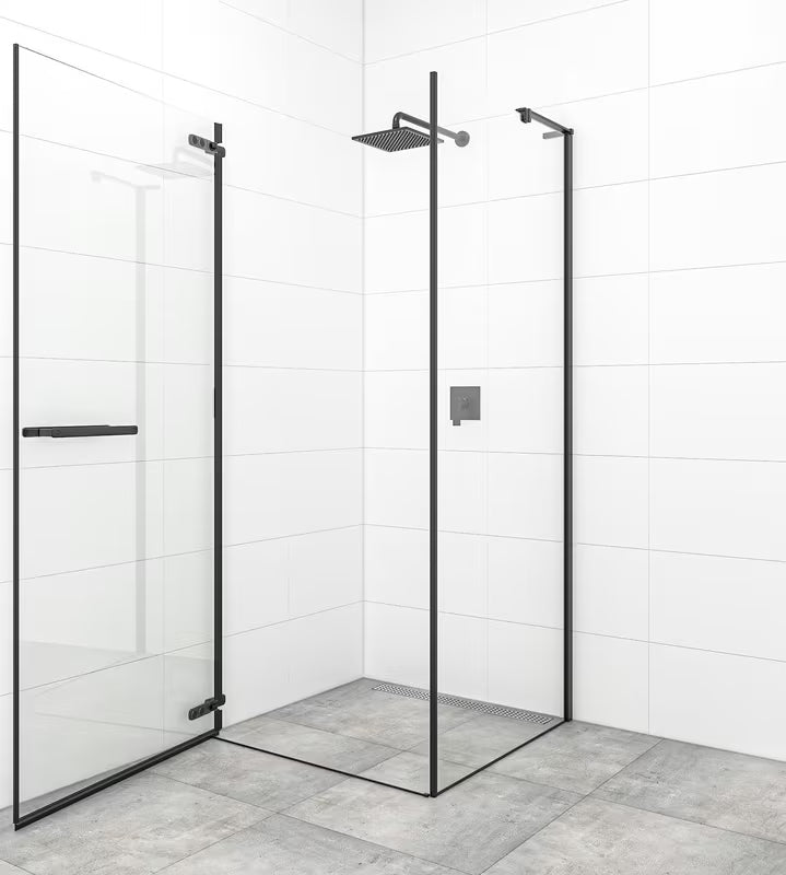 Drzwi prysznicowe uchylne drzwi prysznicowe SAT TGD New 90 cm z czarnymi matowymi profilami i przezroczystym szkłem