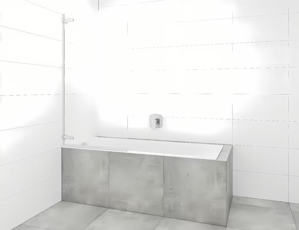 Parawan nawannowy SAT Tgd New 150x80 cm z przezroczystym szkłem i profilem w błyszczącym chromie