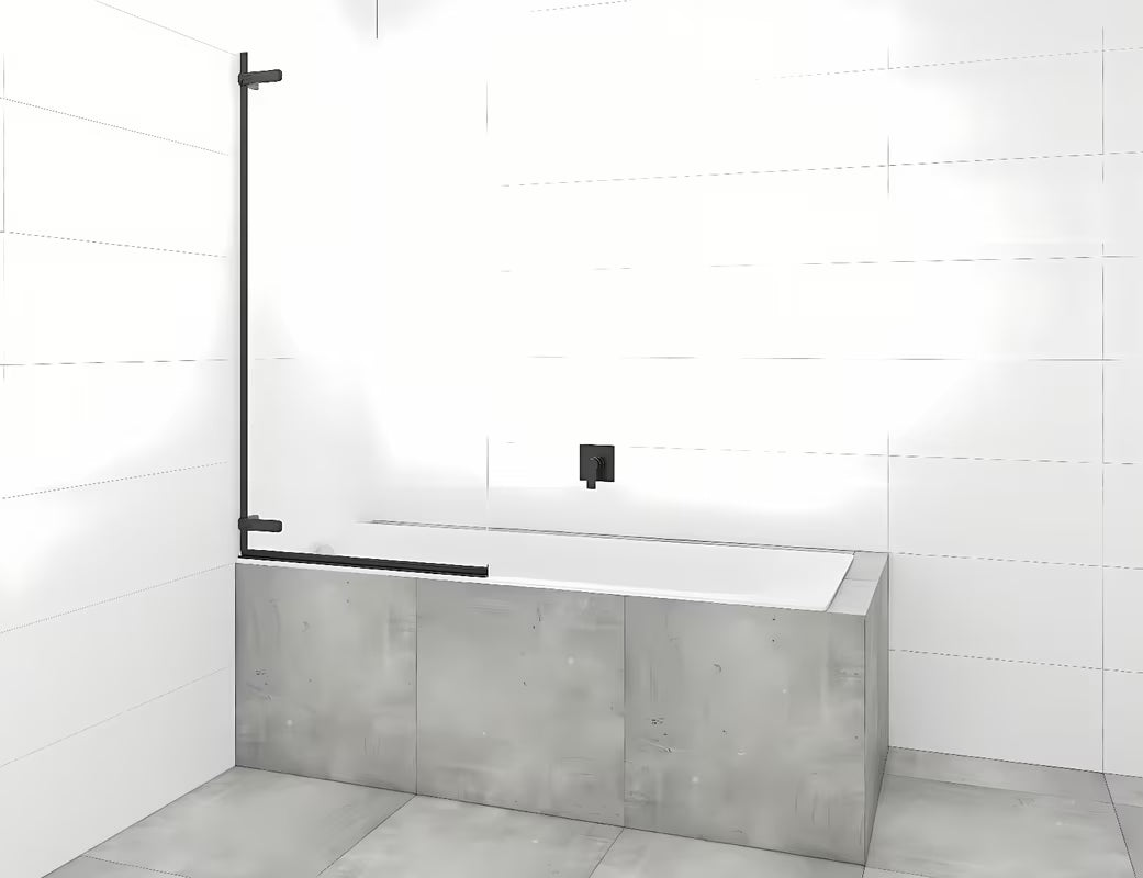 Uchylna parawan nawannowy SAT Tgd New 150x80 cm z przezroczystym szkłem i czarnym matowym profilem