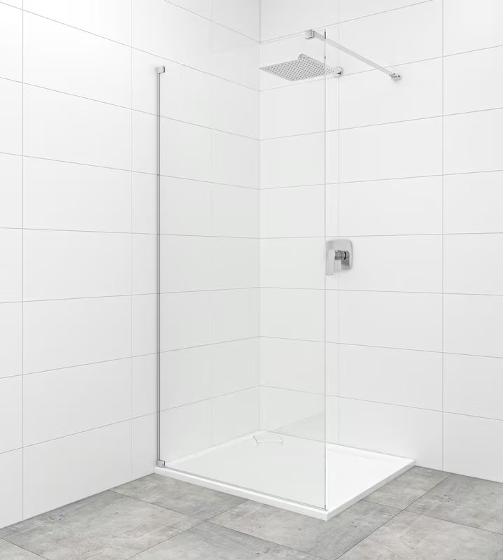 Walk-in parawan prysznicowy SAT Walk-in 100 cm z przezroczystym szkłem i chromowanym wspornikiem