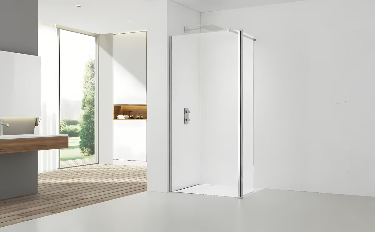 SAT Walk-in ścianka prysznicowa Walk‑in- 110 cm w błyszczącym chromie z przezroczystym szkłem bez wzoru