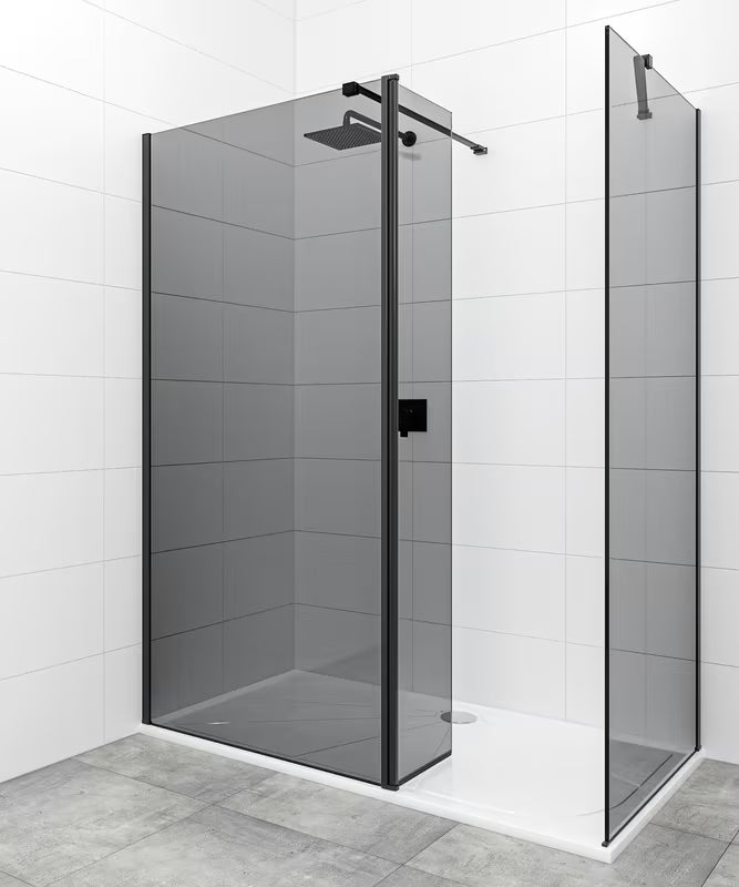 Walk-in kabina prysznicowa SAT Walk-in 120x90 cm w kolorze czarnym z nieprzezroczystym szkłem z efektem dymionym