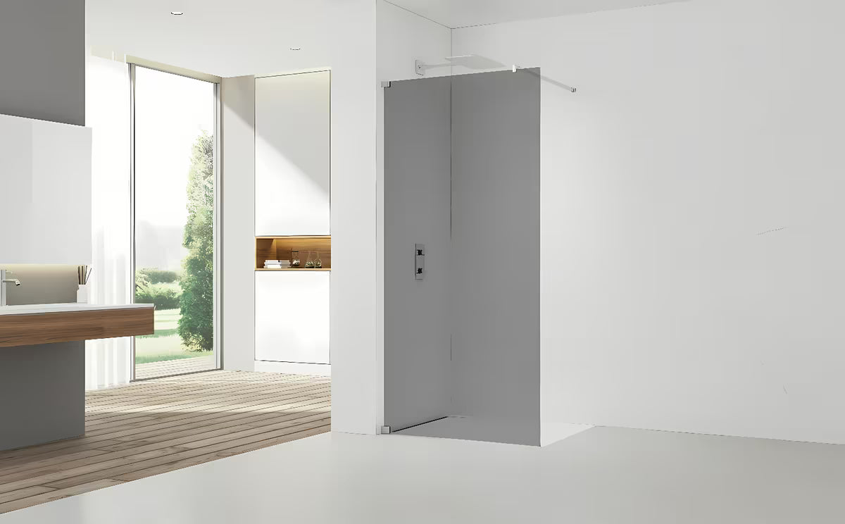 Parawan prysznicowy SAT Walk-in 120 cm z dymionym szkłem i profilami w połyskującym chromie