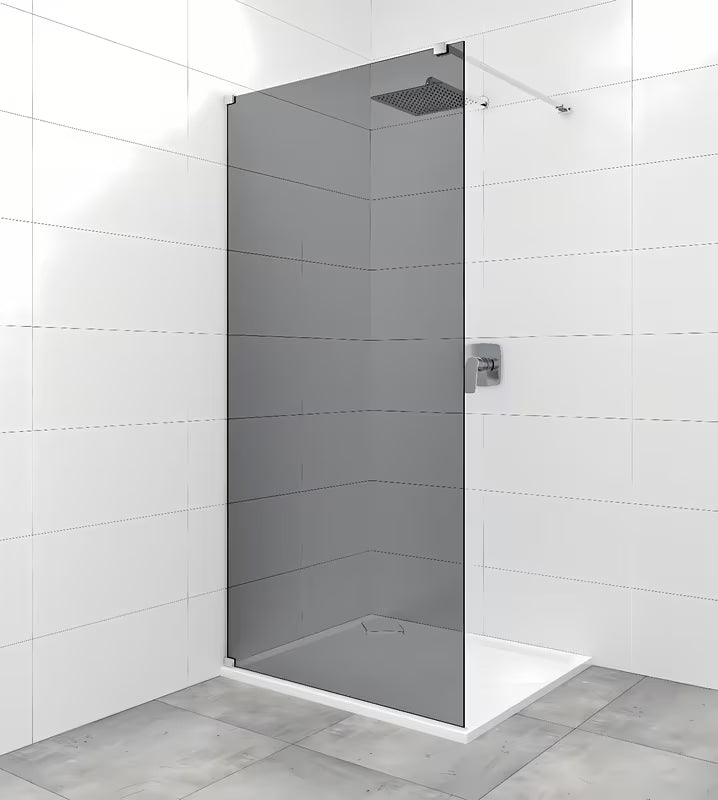 Parawan prysznicowy SAT Walk-in 120 cm z dymionym szkłem i profilami w połyskującym chromie