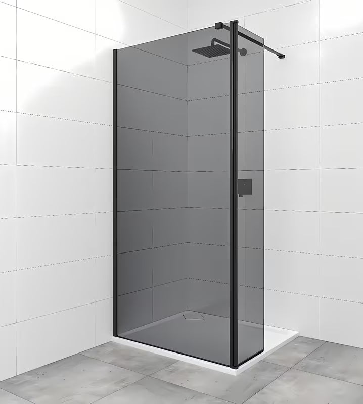 SAT Walk-in ścianka prysznicowa Walk‑in- 120 cm w kolorze czarnym z nieprzezroczystym szkłem z efektem dymionym