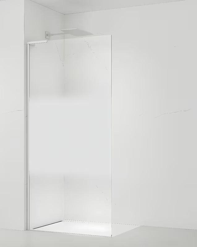 SAT Walk-in ścianka prysznicowa Walk‑in- 120 cm w kolorze białym, ze szkła transparentnego i z pasem intymnym