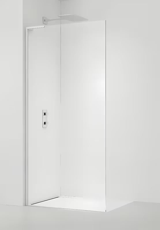 SAT Walk-in ścianka prysznicowa Walk‑in- 120 cm w białym wykończeniu z przezroczystym szkłem bezpiecznym