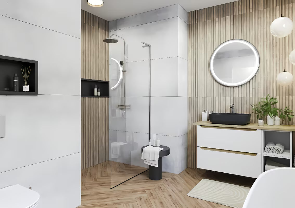 Walk-in ścianka prysznicowa SAT Walk-in 60 cm w chromie z przezroczystym szkłem bezpiecznym i konstrukcją bezramową.