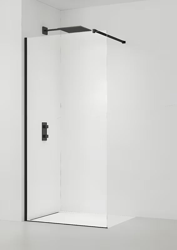 SAT Walk-in ścianka prysznicowa Walk‑in- 80 cm w kolorze czarnym z przezroczystym szkłem bezpiecznym