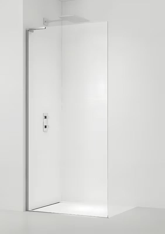 Walk-in ścianka prysznicowa SAT Walk-in 80 cm w kolorze chrom z przezroczystym szkłem bezpiecznym i powłoką EasyClean.