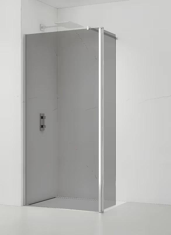 SAT Walk-in ścianka prysznicowa Walk‑in- 90 cm z nieprzezroczystym szkłem z efektem dymionym i w błyszczącym chromie