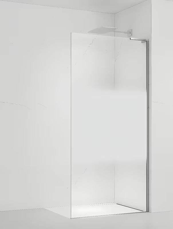 Walk-in parawan prysznicowy SAT Walk-in 90 cm w chromie, ze szkłem transparentnym, pasem intymności i powłoką EasyClean.