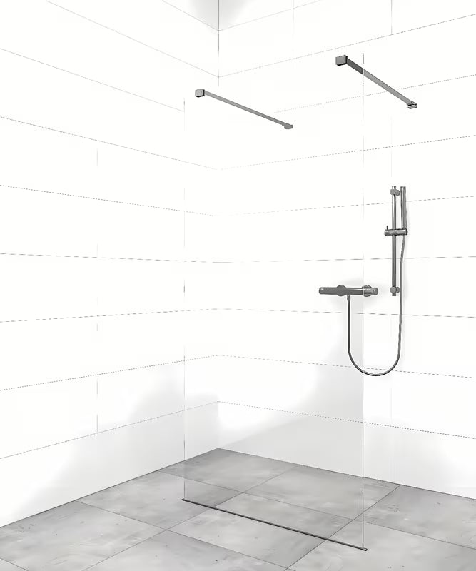 Ramię stabilizujące SAT Walk-In z powłoką PVD w kolorze gun-metal pro walk-in do ścianki prysznicowej.