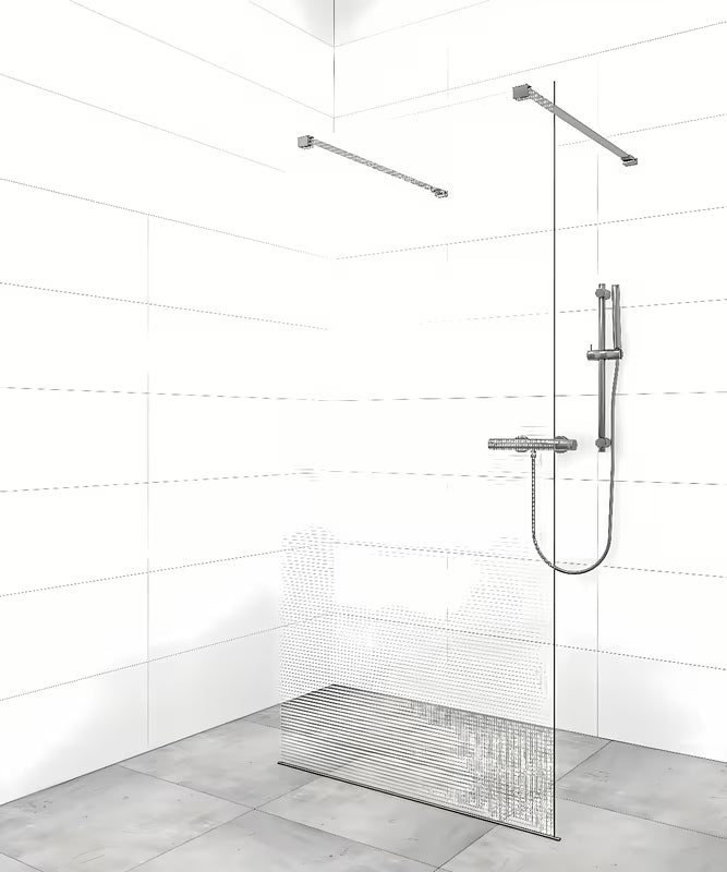 Ramię stabilizujące SAT Walk-In z powłoką PVD w kolorze gun-metal pro walk-in do ścianki prysznicowej.