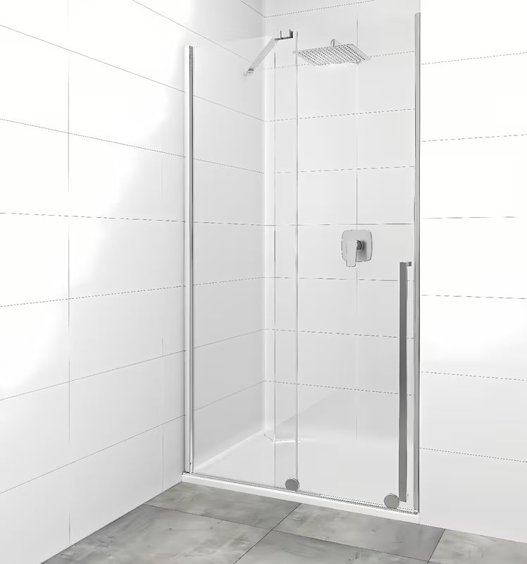 Drzwi prysznicowe wnękowy SAT Xmotion 110 cm w połyskującym chromie z przezroczystym szkłem bezramowym