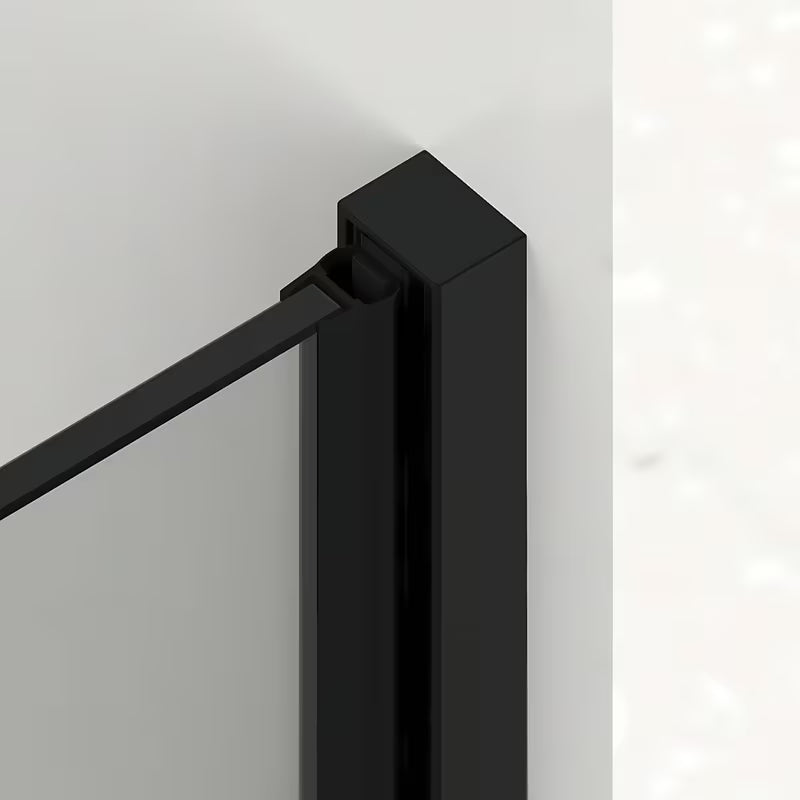 Przesuwne drzwi prysznicowe SAT Xmotion 110 cm w kolorze czarnym, z przezroczystym szkłem, w wersji bezramowej.