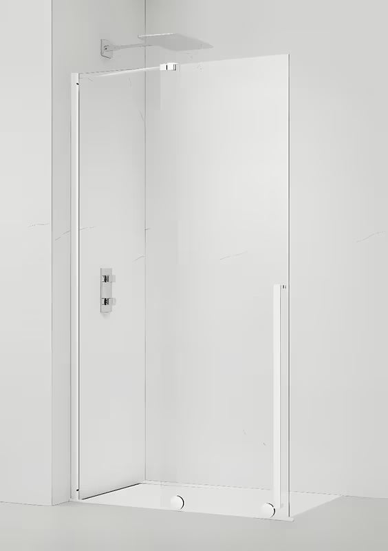 Ścianka prysznicowa Walk‑in- SAT Walk-In Xmotion 120 cm ze szkłem transparentnym i białymi profilami