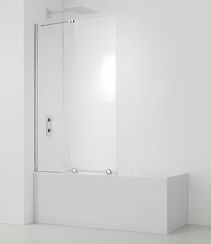 Parawan nawannowy SAT Walk-In Xmotion 150 cm w chromie z elementem przesuwnym i powłoką Easy Clean