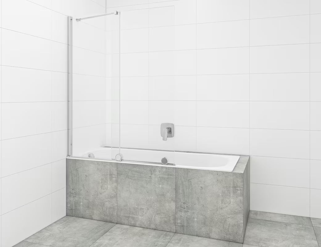 Parawan nawannowy SAT Walk-In Xmotion 150 cm w chromie z elementem przesuwnym i powłoką Easy Clean