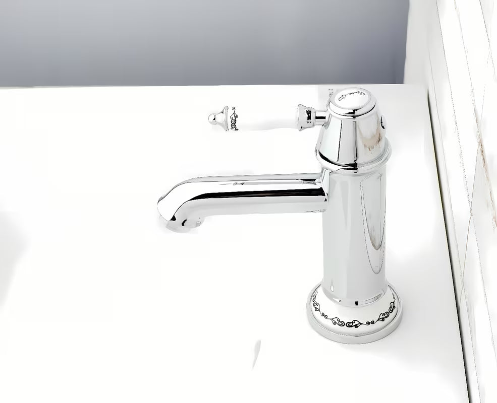 Chromowana bateria umywalkowa SIKO Provence w stylu retro z ozdobnymi detalami