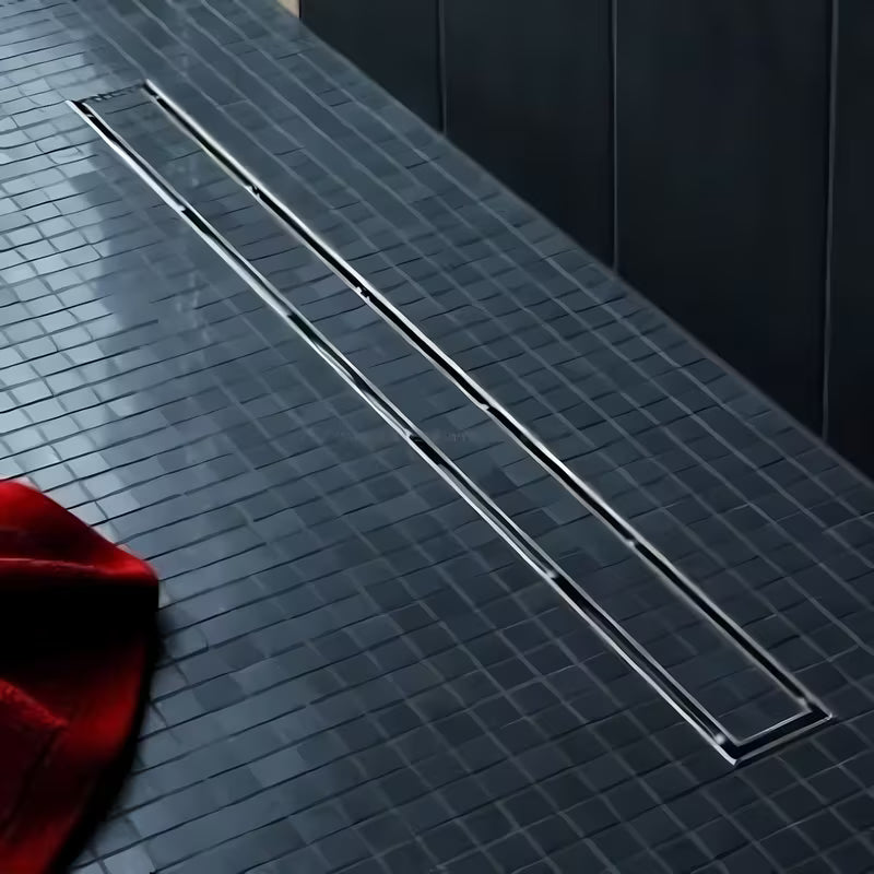 Tece Drainline prosty stalowy ruszt plate pro do wklejenia płytki z polerowanymi widocznymi krawędziami