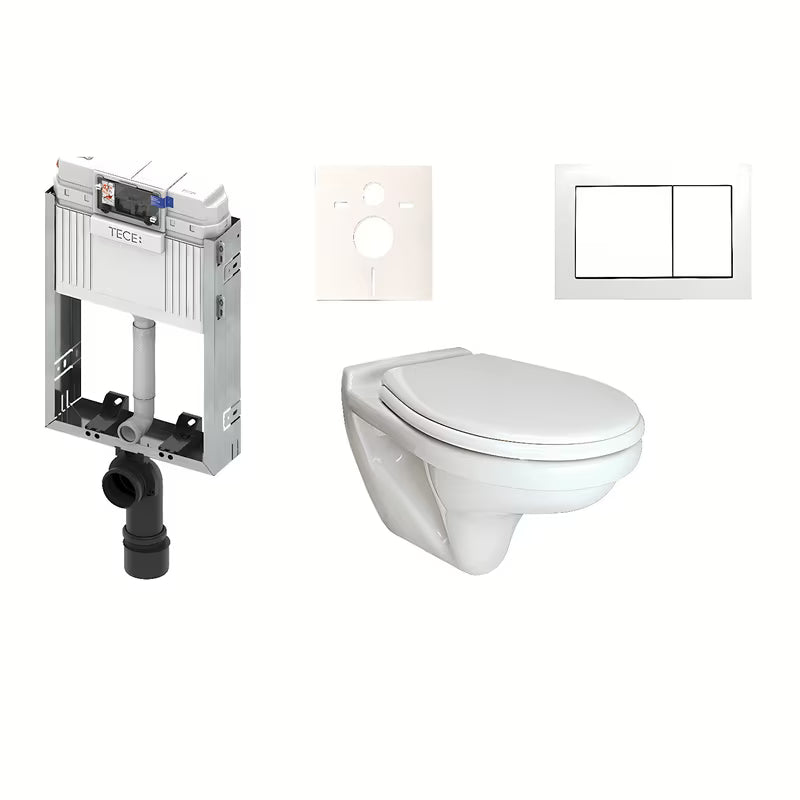 Zestaw WC podtynkowy Vidima S-Line Pro ze zbiornikiem podtynkowym TECE i białym przyciskiem spłukującym