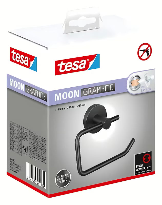 Tesa uchwyt na papier toaletowy bez osłony w szczotkowanym odcieniu hard graphite z montażem bez wiercenia