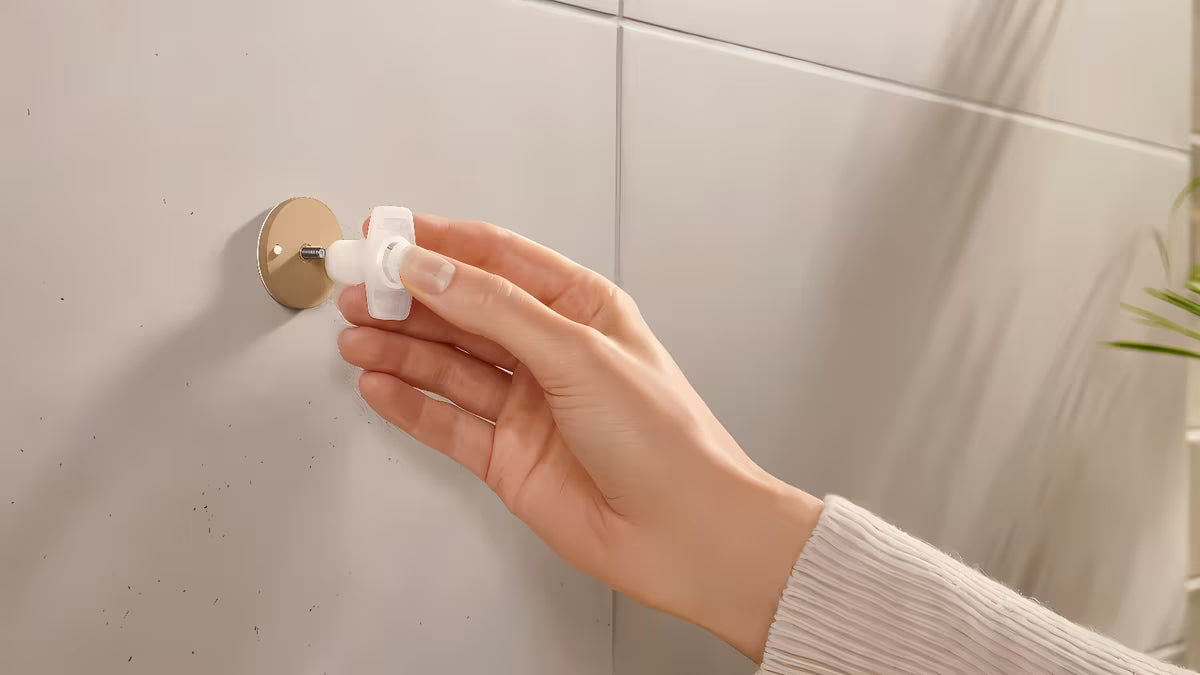 Brązowy haczyk na ręcznik Tesa z montażem na klej tesa Power.Kit bez wiercenia