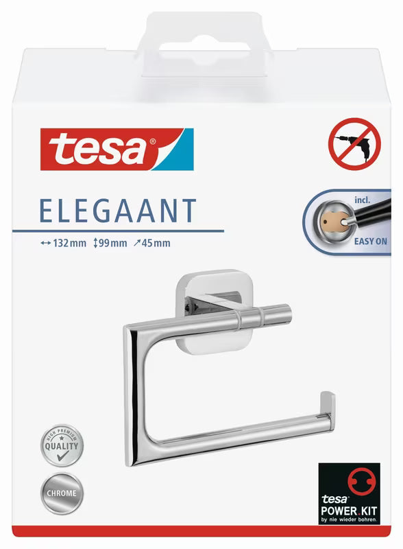 Chromowany uchwyt na papier toaletowy Tesa Elegaant z montażem bez wiercenia Power.Kit