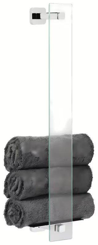 Chromowany uchwyt na ręczniki Tesa Elegaant z matowym białym szkłem pro, montaż bez wiercenia