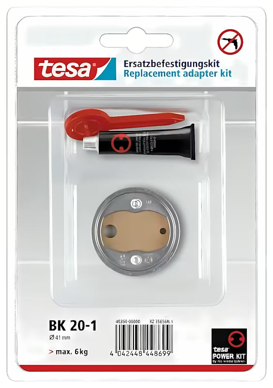 Tesa Hukk zestaw montażowy z adapterem BK20 i klejem tesa Power.Kit pro montaż bez wiercenia