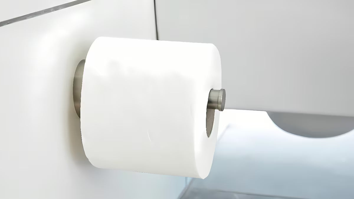 Uchwyt na papier Toaletowy Tesa Moon w wykończeniu stal szczotkowana z montażem bez wiercenia Power.Kit.